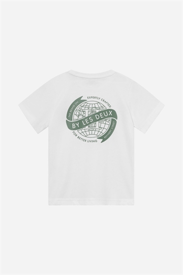 Les Deux Globe T-Shirt - White/Dark Ivy Green